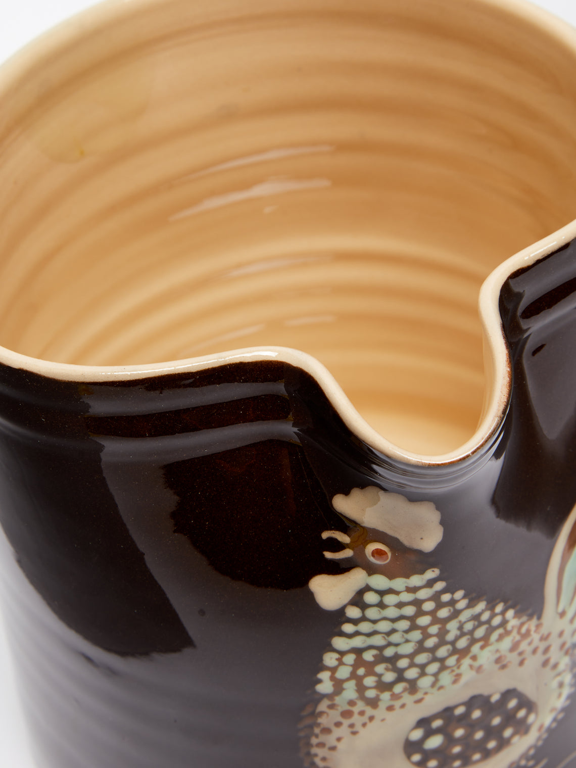Poterie d’Évires - Chickens Hand-Painted Ceramic Straight-Edge Jug -  - ABASK
