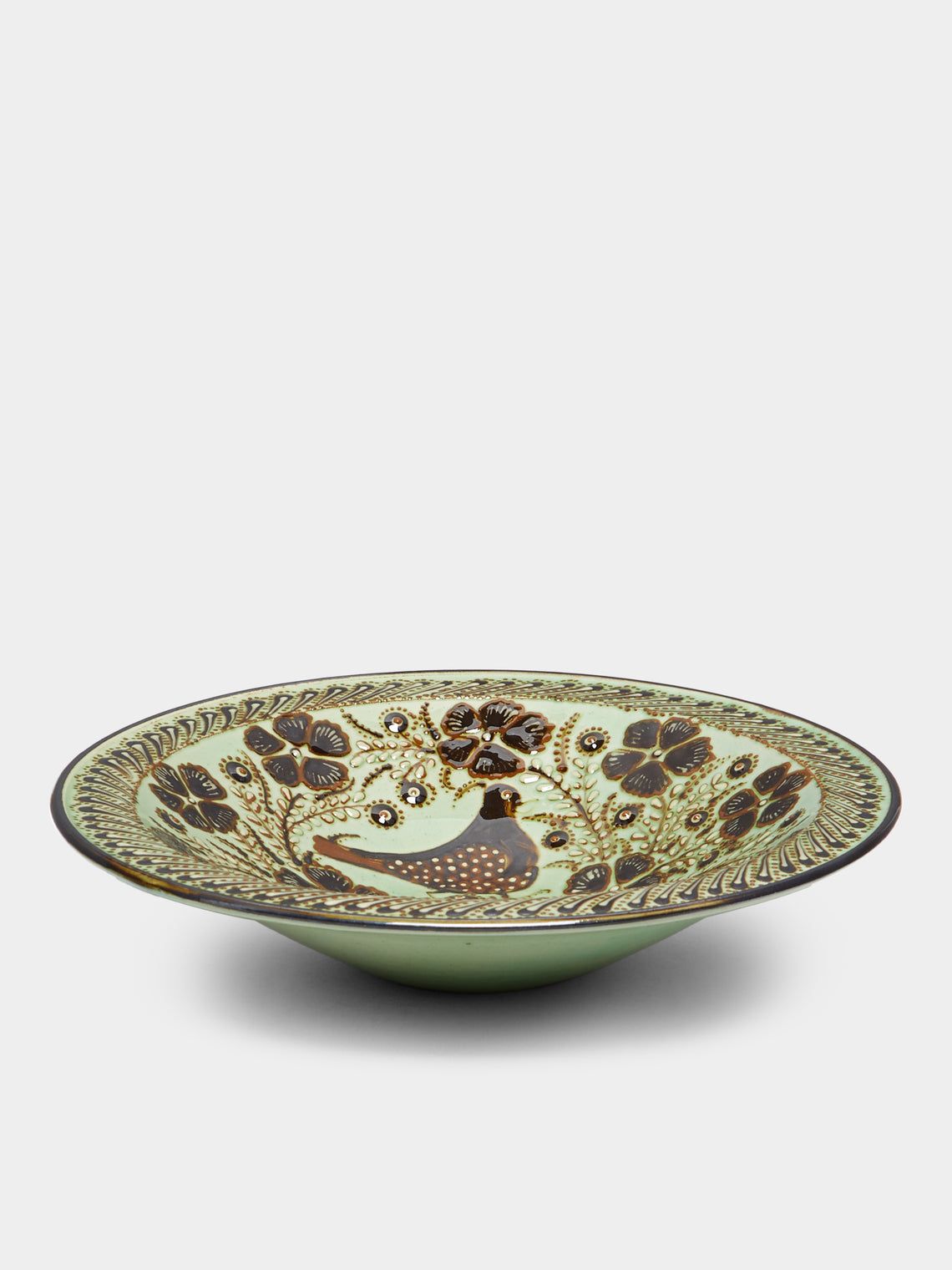 Poterie d’Évires - Birds Hand-Painted Ceramic Large Serving Bowl -  - ABASK - 