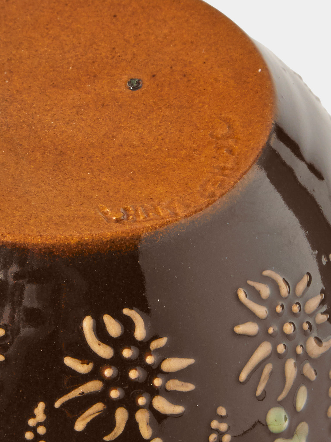 Poterie d’Évires - Flowers Hand-Painted Ceramic Vase (6.5in/17cm) - Dark Brown - ABASK