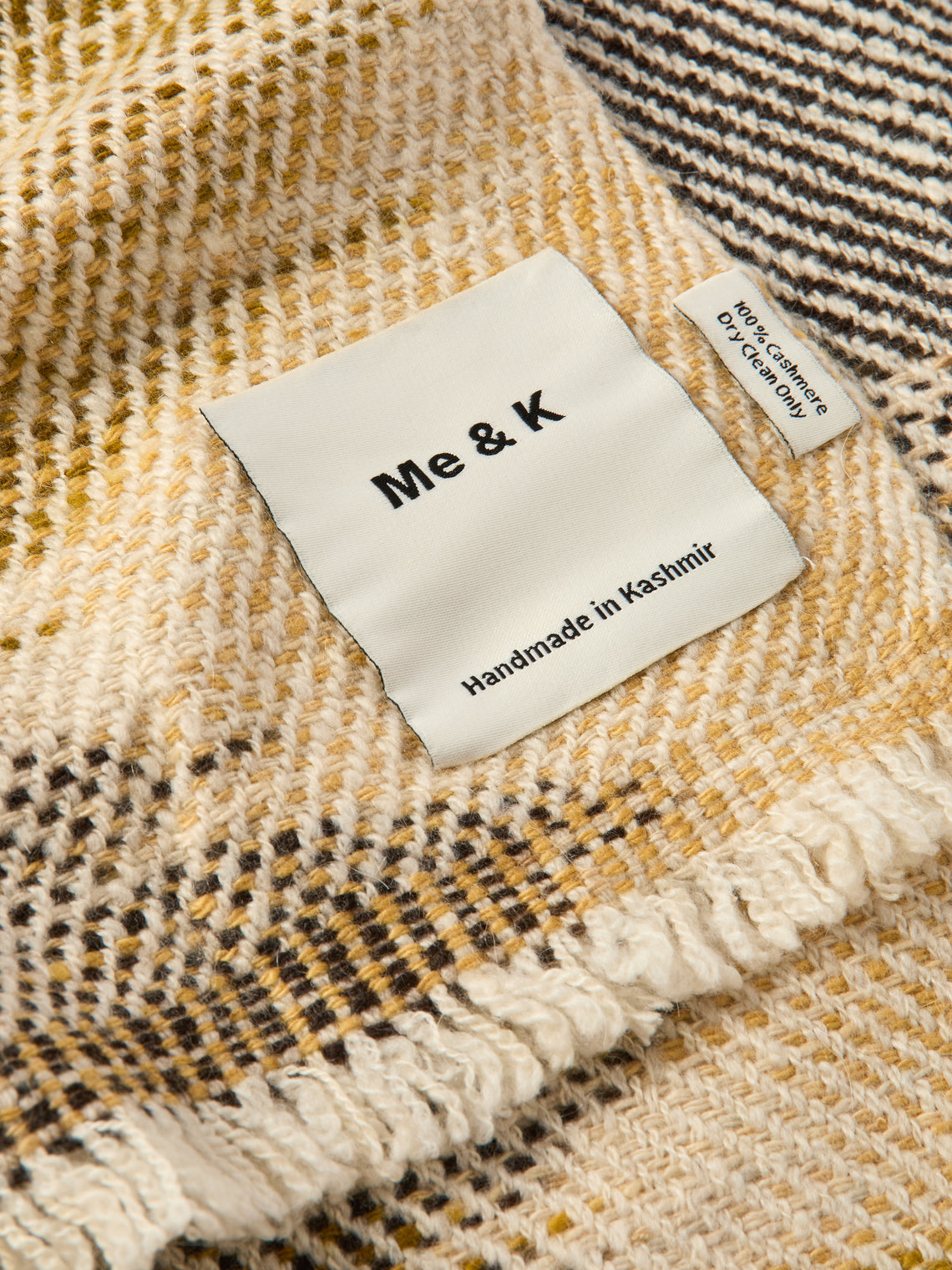 Me & K - Check Ikat Cashmere Throw (67in/1.7m) - Yellow - ABASK