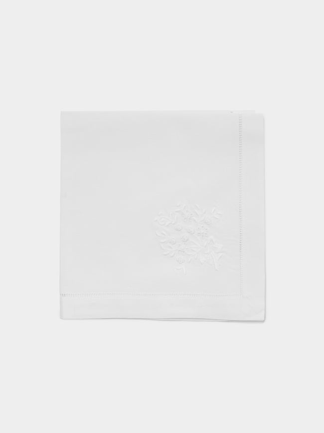 Rolande du Dreuilh Créations - Hand-Embroidered Cotton Napkins (Set of 4) - White - ABASK - 