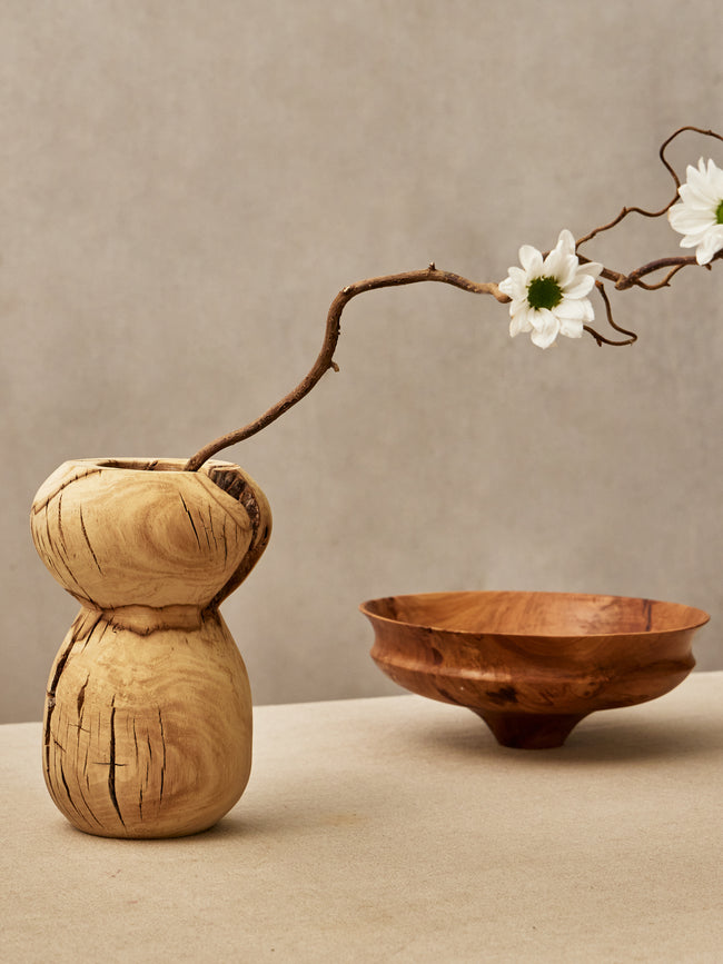 Thursday Furniture - Hand-Turned Fig Vase (8in/21cm) - Natural - ABASK