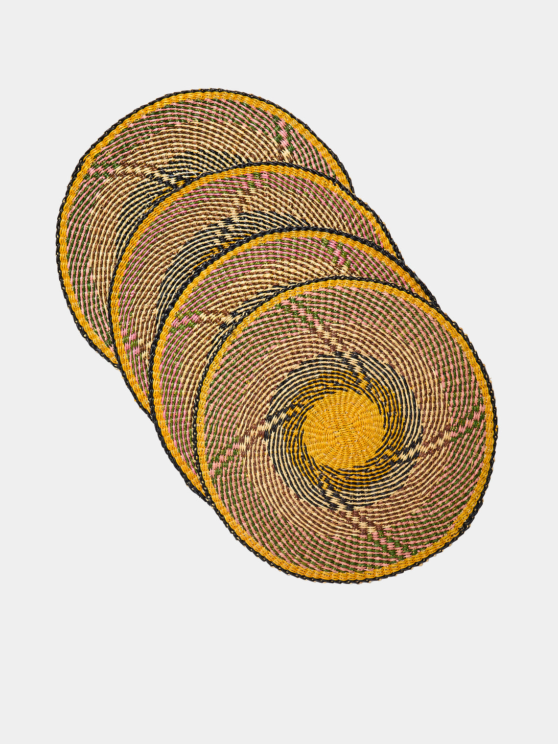 Baba Tree - Handwoven Elephant Glass Placemats (Set of 4) - Yellow - ABASK