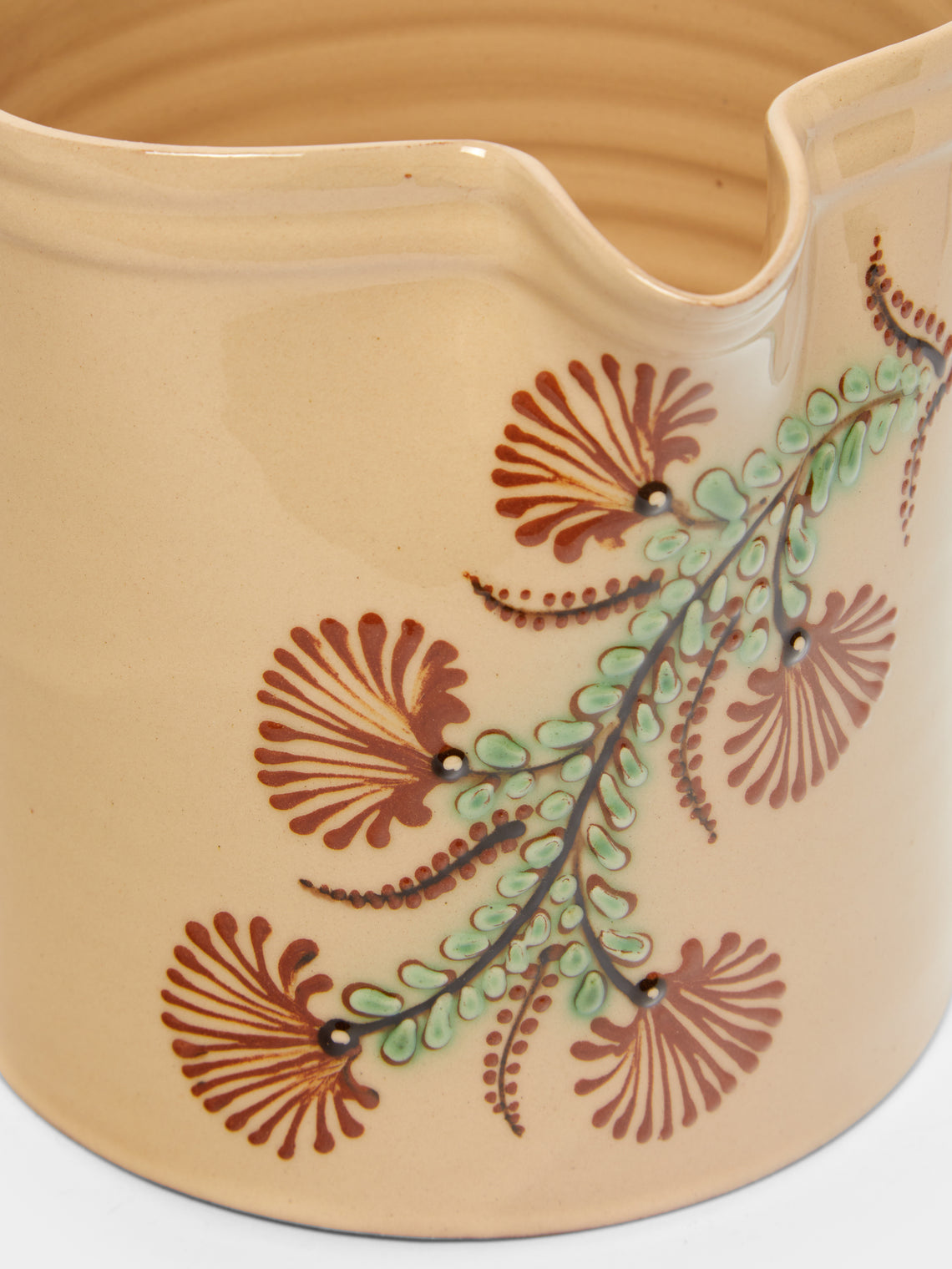 Poterie d’Évires - Flowers Hand-Painted Ceramic Straight-Edge Jug -  - ABASK