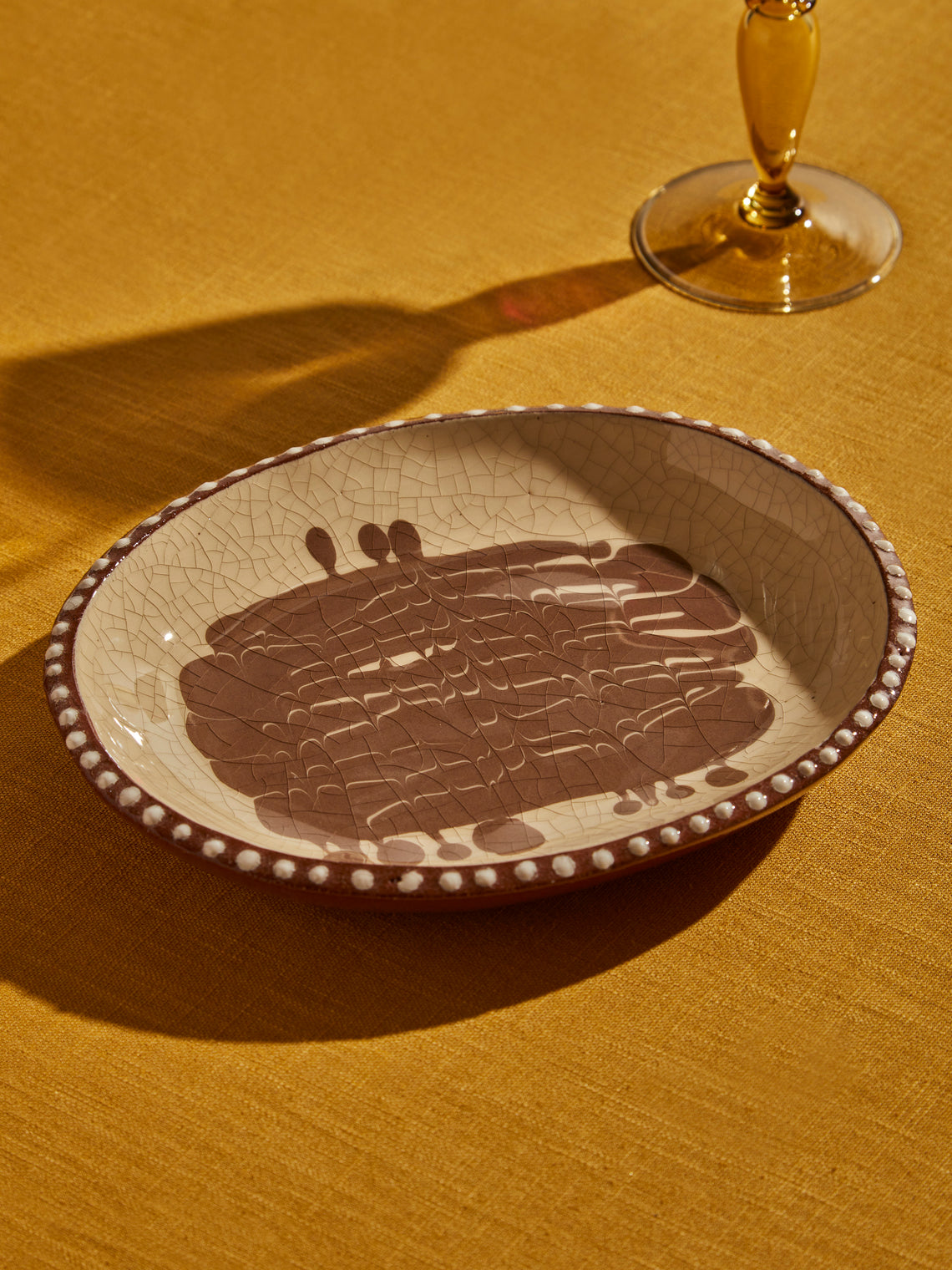 Aono Pottery - Slipware Oval Dish - Cream - ABASK