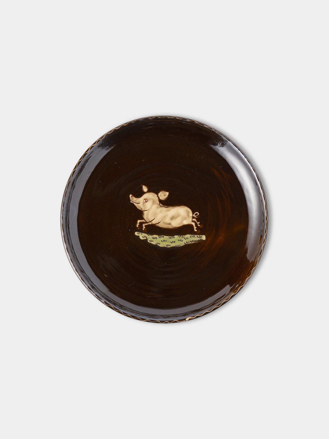Poterie d’Évires - Animals Hand-Painted Ceramic Plates – 9.5in/24cm (Set of 8) - Dark brown - ABASK