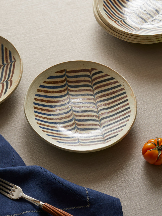 Makidani-gama - No. 1 Nerikomi Ceramic Plates – 8.5in/22cm (Set of 6) - Multiple - ABASK