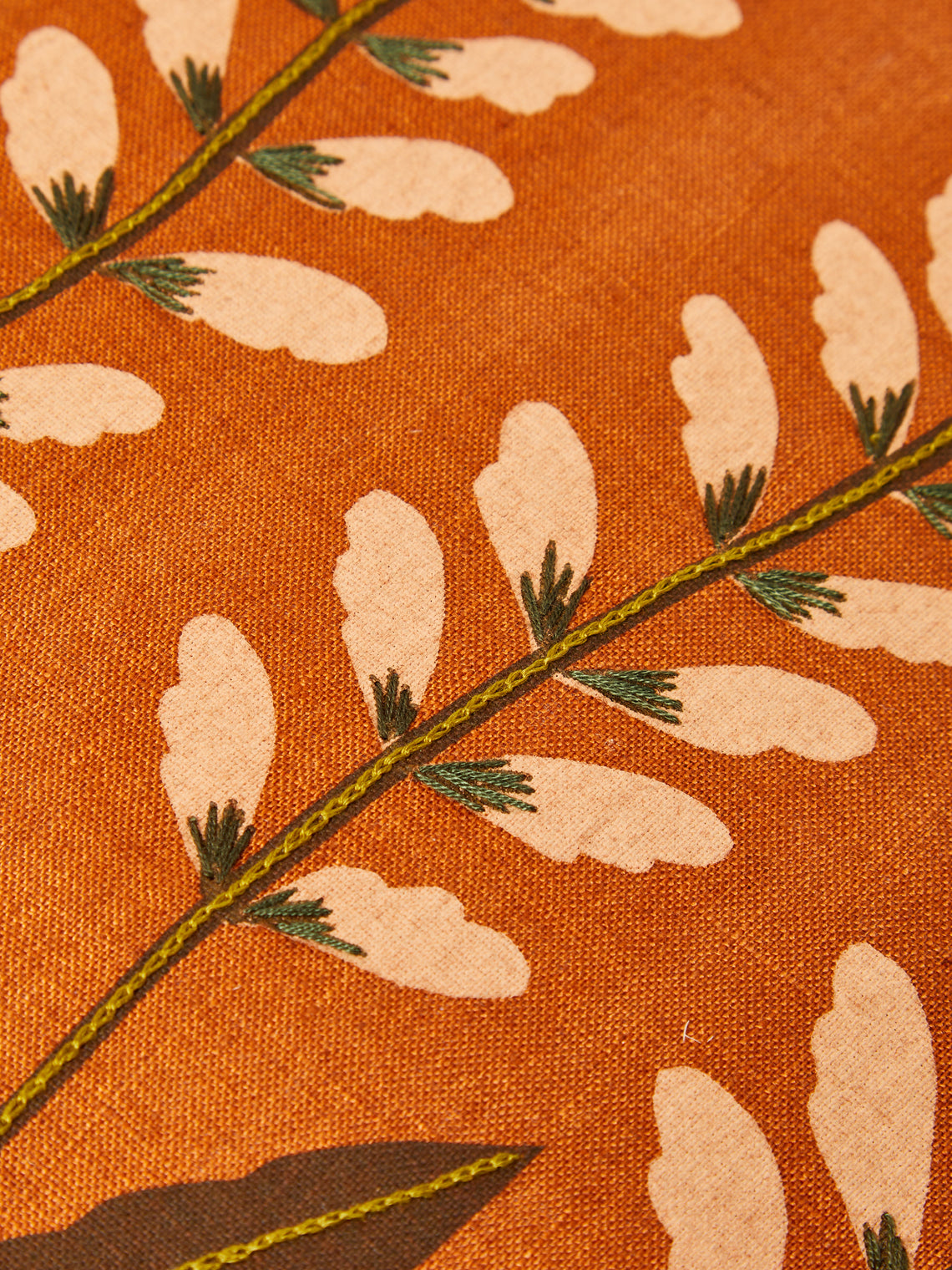 Rosemary Milner - Floral Hand-Embroidered Cotton Cushion -  - ABASK