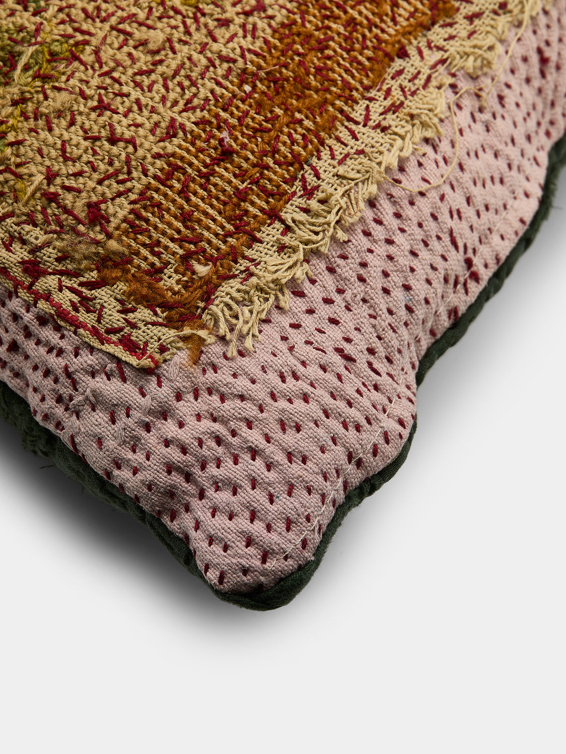 By Walid - 19th-Century Victorian Needlepoint Patchwork Wool and Cotton Cushion - Multiple - ABASK