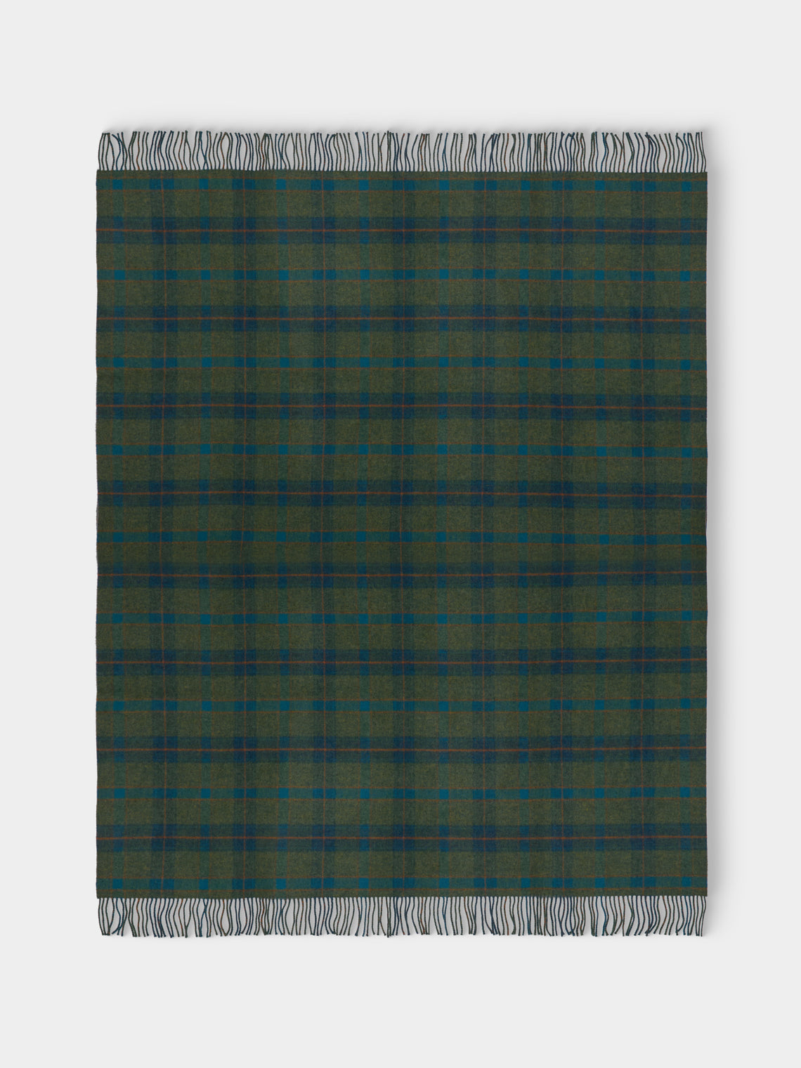 Johnstons of Elgin - Double-Faced Wool Check Throw (75in/1.9m) - Green - ABASK - 
