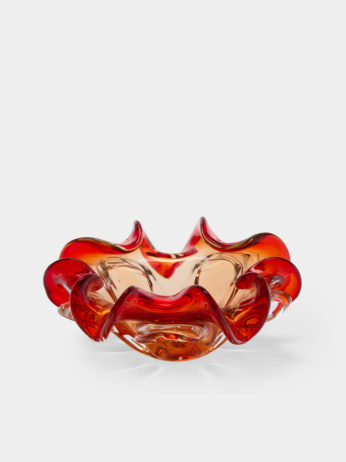 Antique and Vintage - Mid-Century Crystal Ashtray - Red - ABASK - 