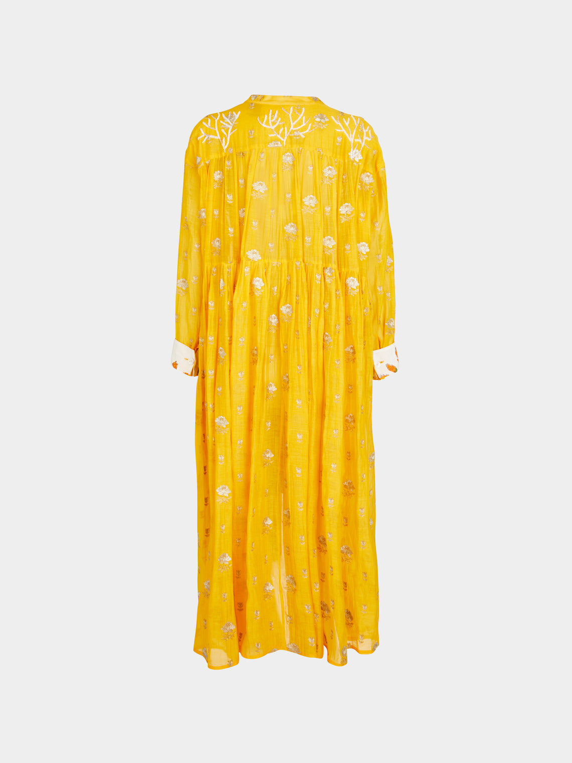 Nazzy Beglari - Hand-Embroidered Brocade Cotton Shirt Dress | One Size -  - ABASK