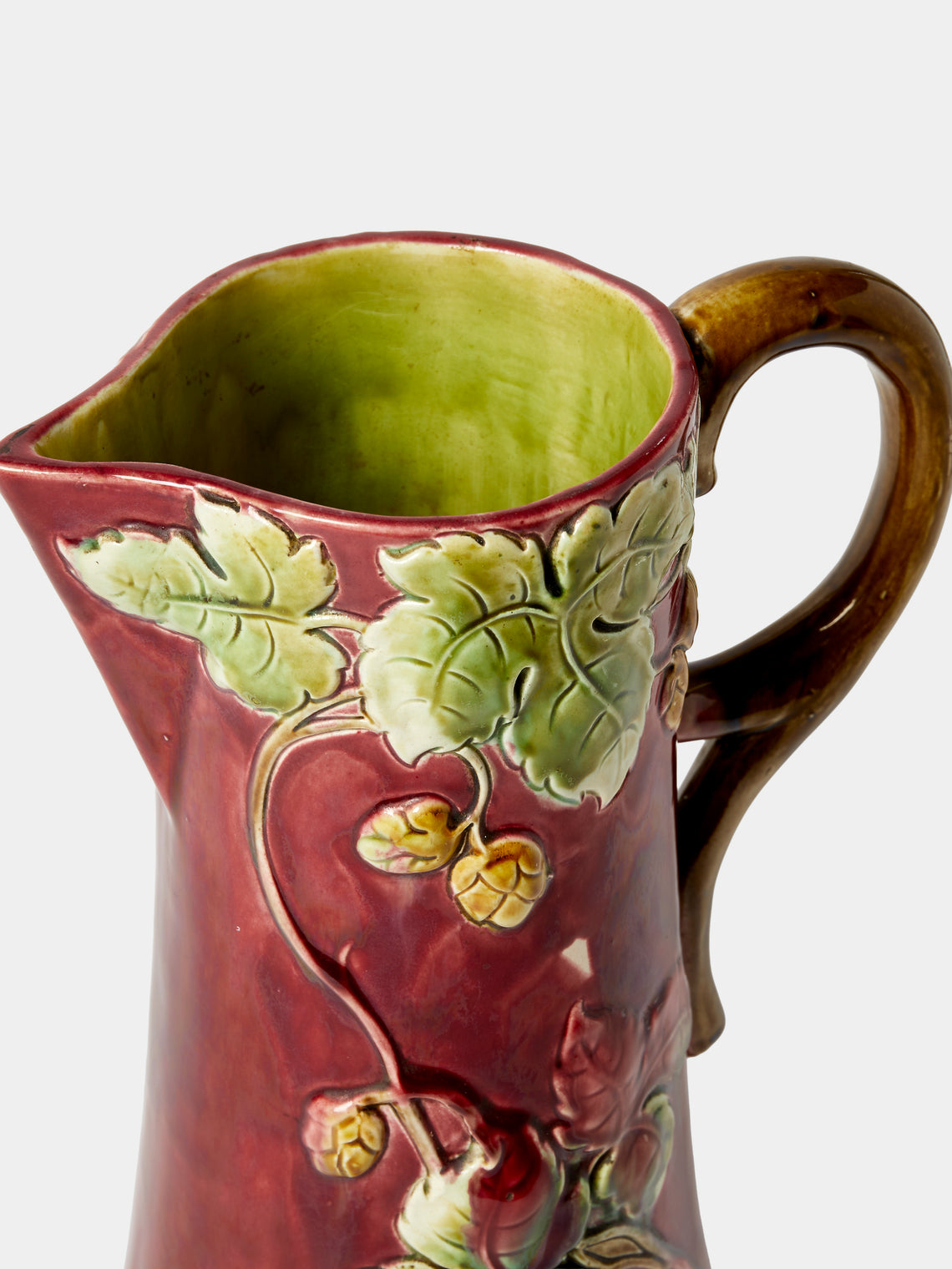 Antique and Vintage - 1950s Majolica Ceramic Jug - Red - ABASK
