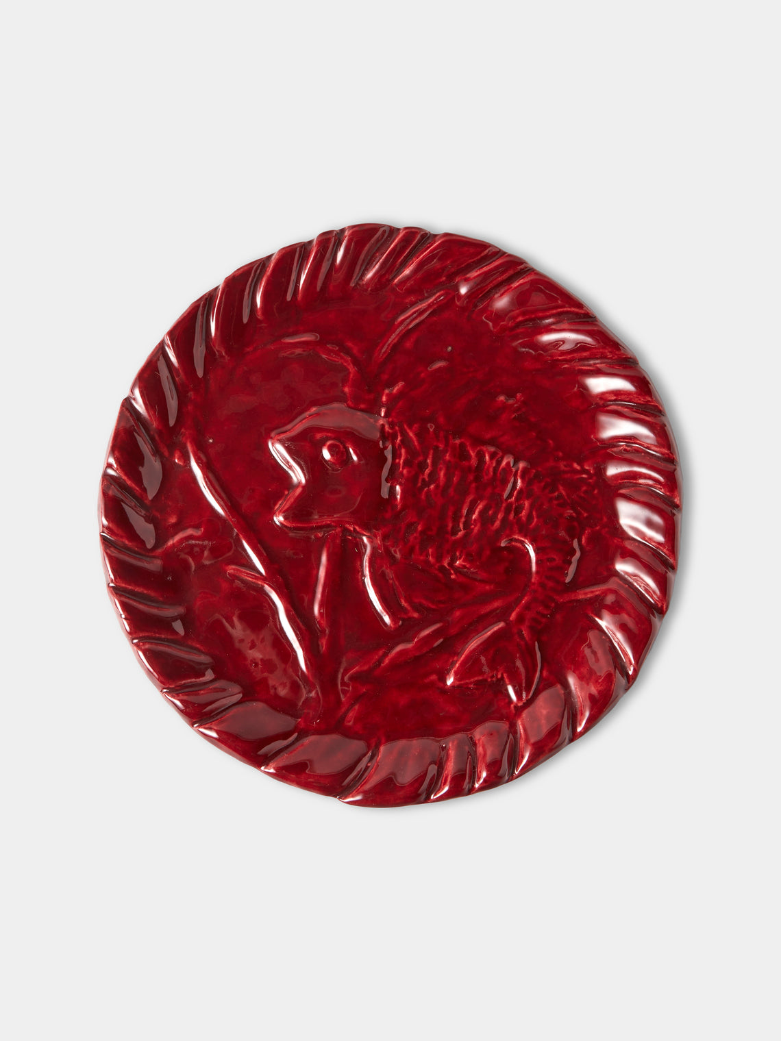 Antique and Vintage - 1950s Jerome Massier Ceramic Lobster Platter with Dinner Plates (Set of 12) - Red - ABASK