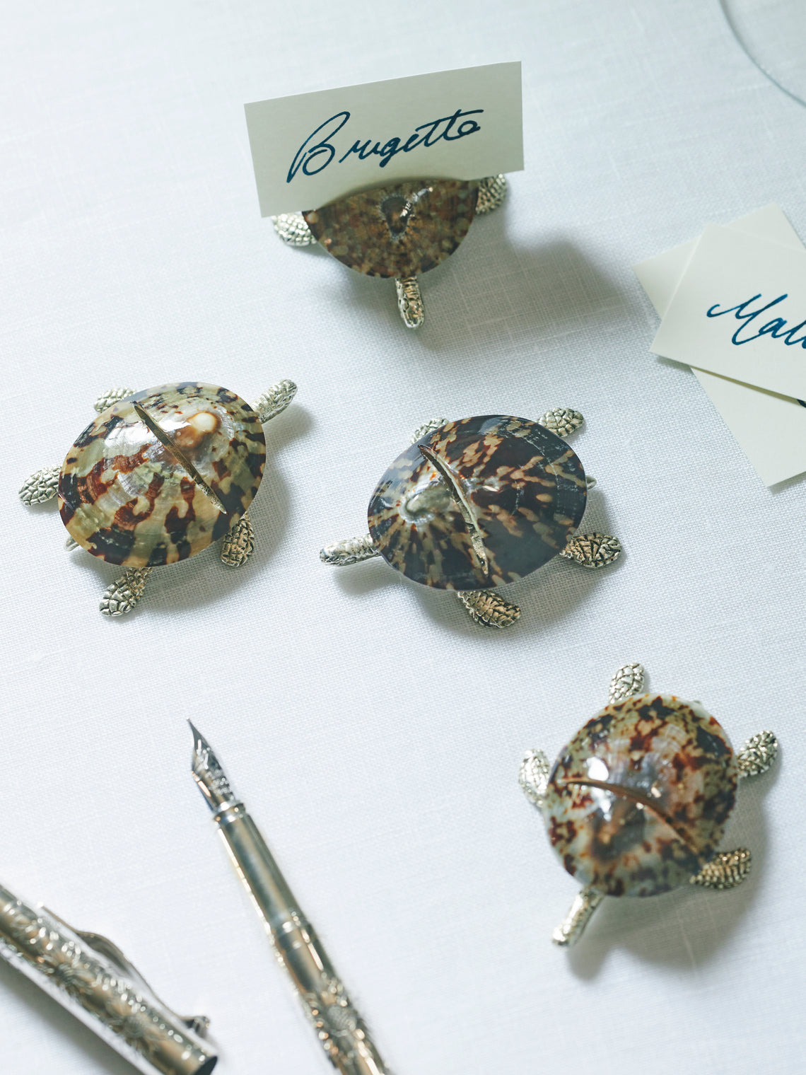 Objet Luxe - Silver-Plated and Shell Place Card Holders (Set of 4) -  - ABASK