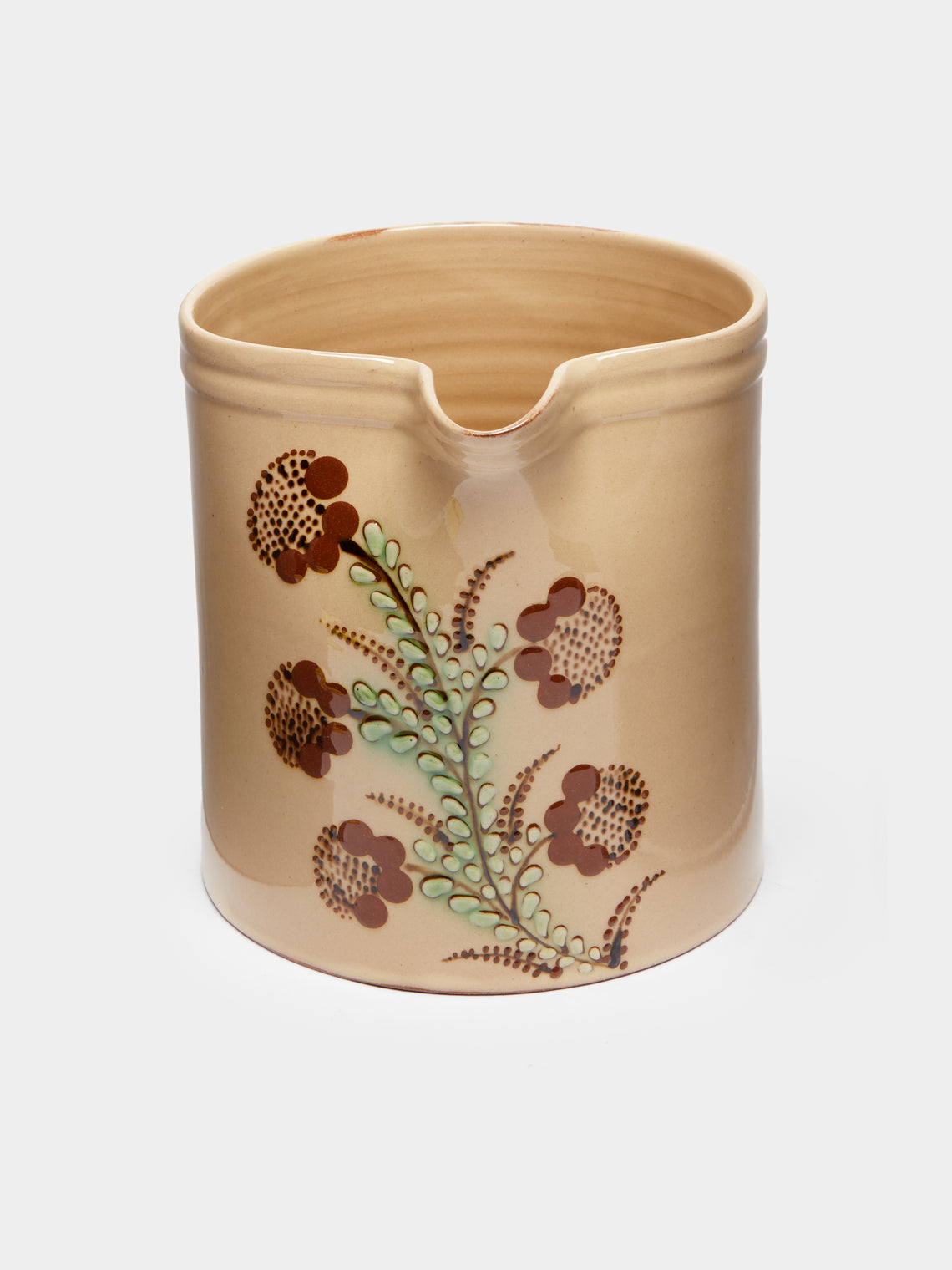 Poterie d’Évires - Flowers Hand-Painted Ceramic Straight-Edge Jug -  - ABASK