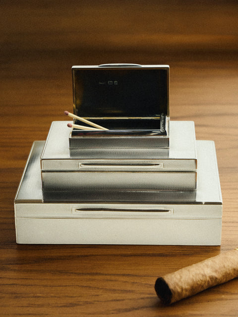 Antique and Vintage - 1950s Three-Tier Sterling Silver Cigar and Cigarette Box - Silver - ABASK