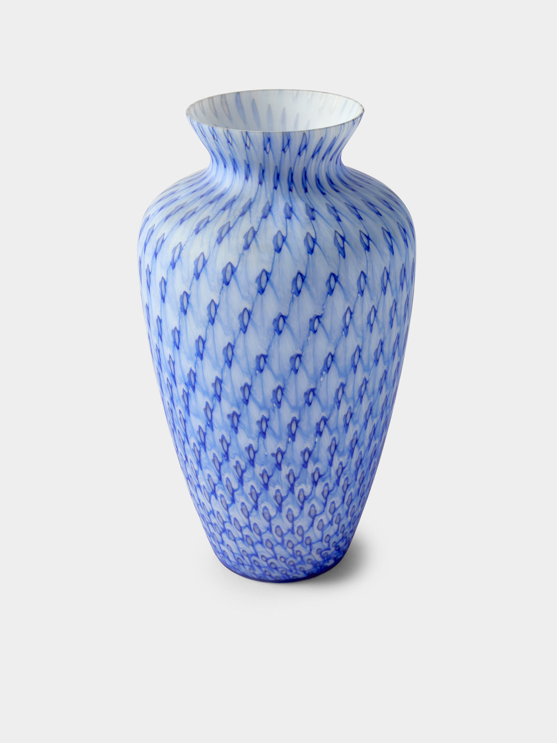 Antique and Vintage - 1950s Glass Vase (13in/33cm) - Blue - ABASK - 