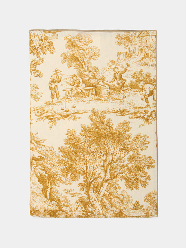 Borgo delle Tovaglie - Toile de Jouy Linen Rectangular Tablecloth - Yellow - ABASK - 