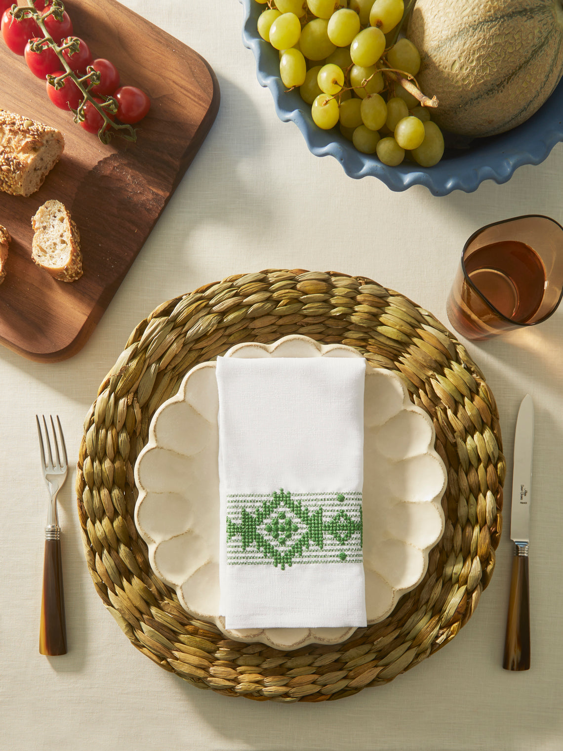 The Table Love - Folklore Hand-Embroidered Linen Napkins (Set of 4) -  - ABASK