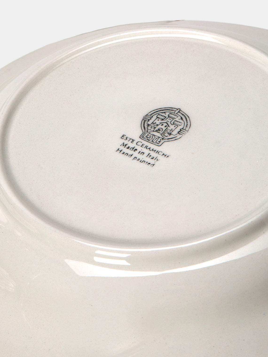 Este Ceramiche - Bristol Mushrooms Hand-Painted Ceramic Soup Plates – 9.5in/24cm (Set of 6) - White - ABASK