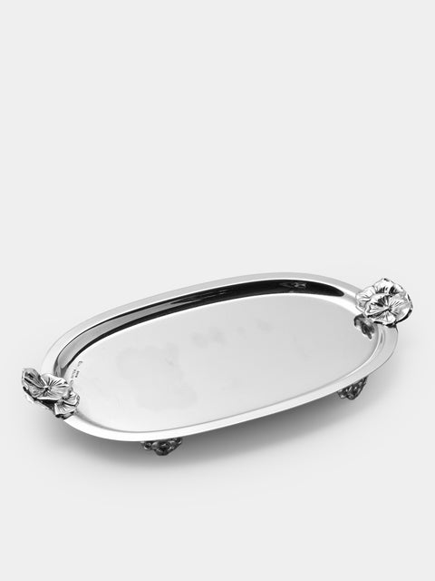 Antique and Vintage - 1970s Oval Tray - Silver - ABASK - 