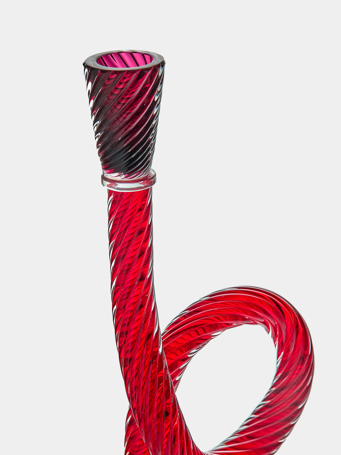 Aina Kari - Venetian Knot Hand-Blown Murano Glass Candlestick Holder - Red - ABASK