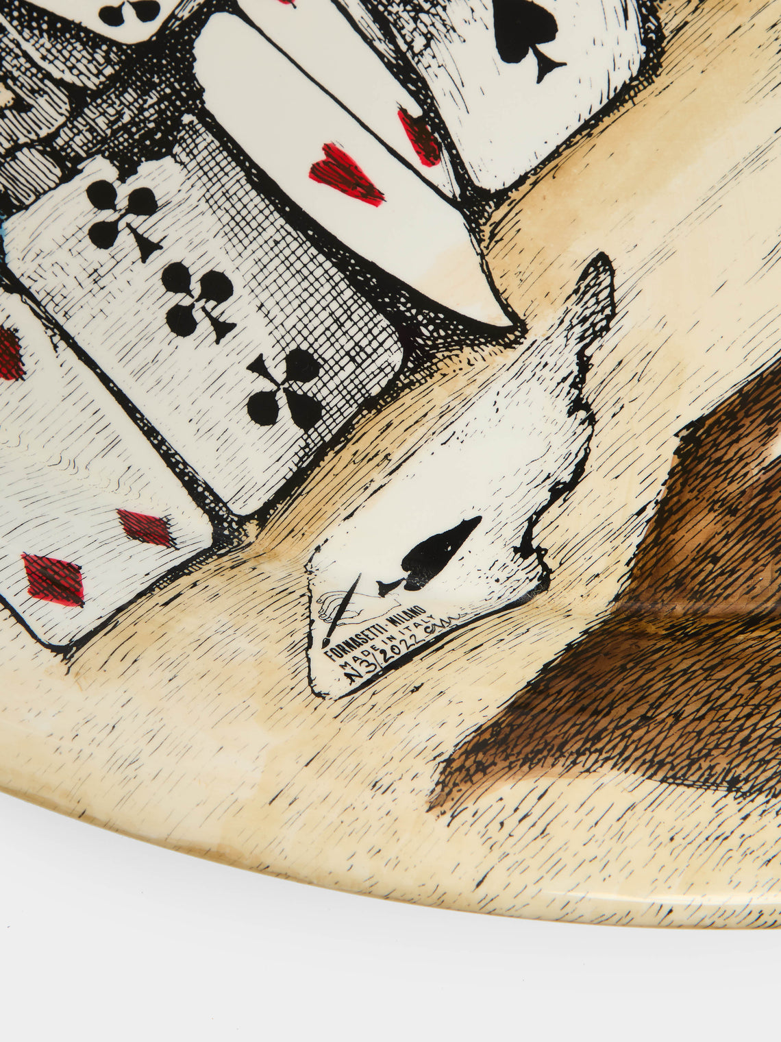Fornasetti - Città di Carte Hand-Painted Wood Tray -  - ABASK
