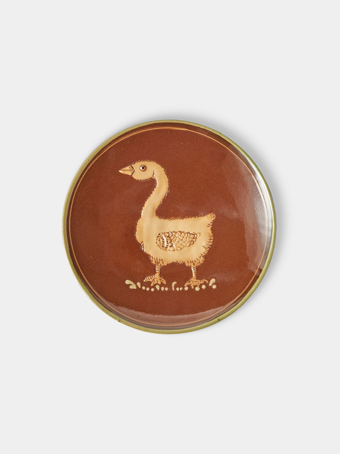 Poterie d’Évires - Animals Hand-Painted Ceramic Plates – 5.5in/14cm (Set of 4) - Light Brown - ABASK