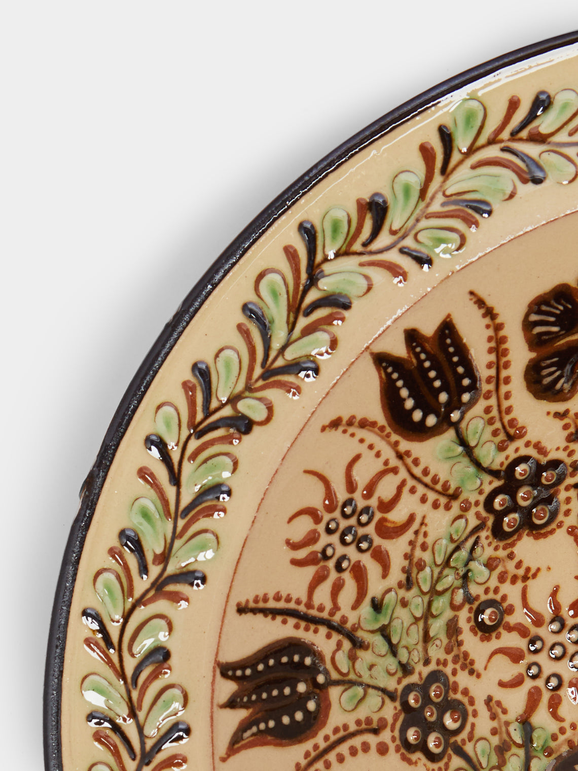 Poterie d’Évires - Flowers Hand-Painted Ceramic Large Serving Bowl -  - ABASK