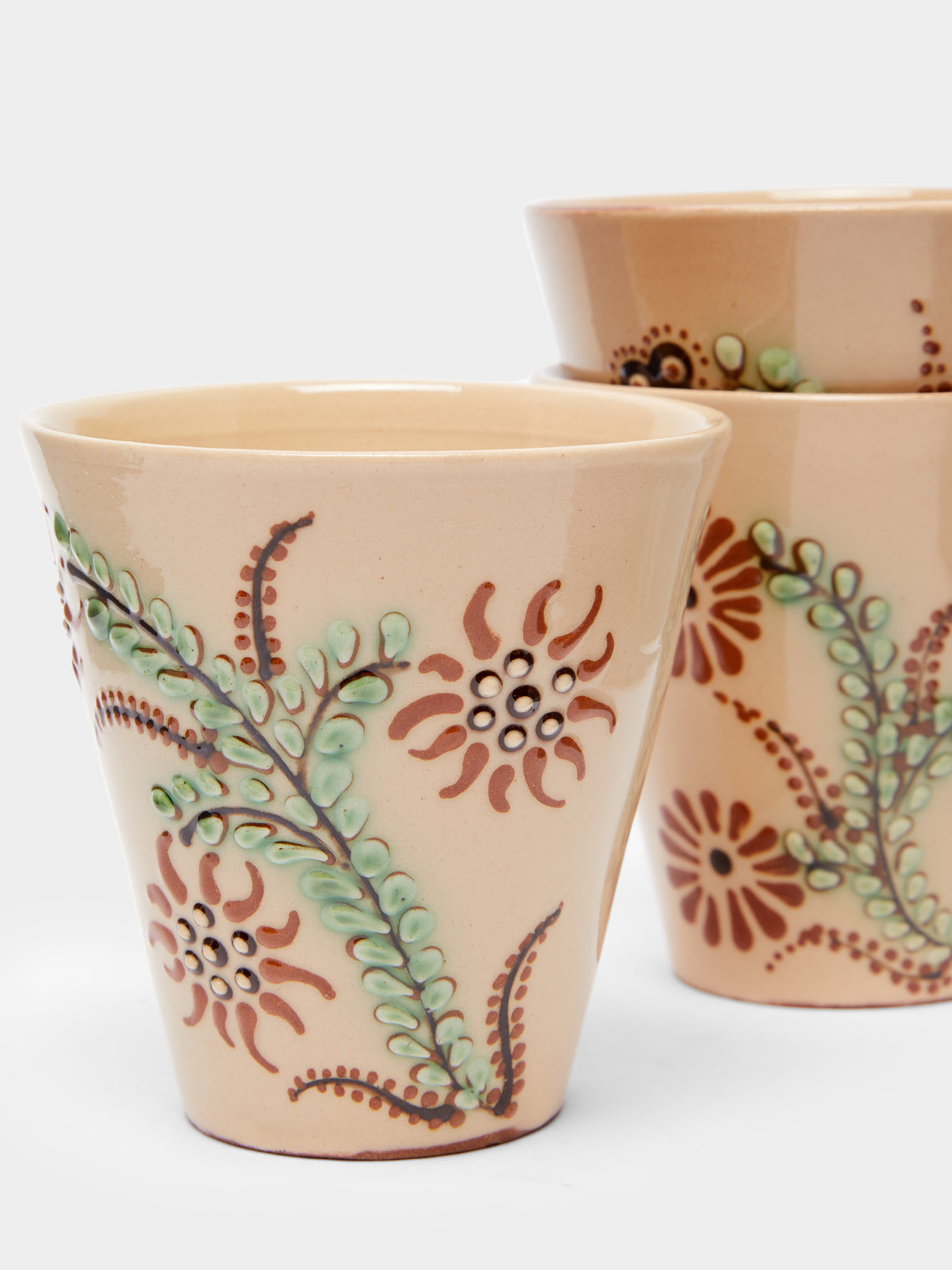 Poterie d’Évires - Flowers Hand-Painted Ceramic Coffee Cups (Set of 6) -  - ABASK