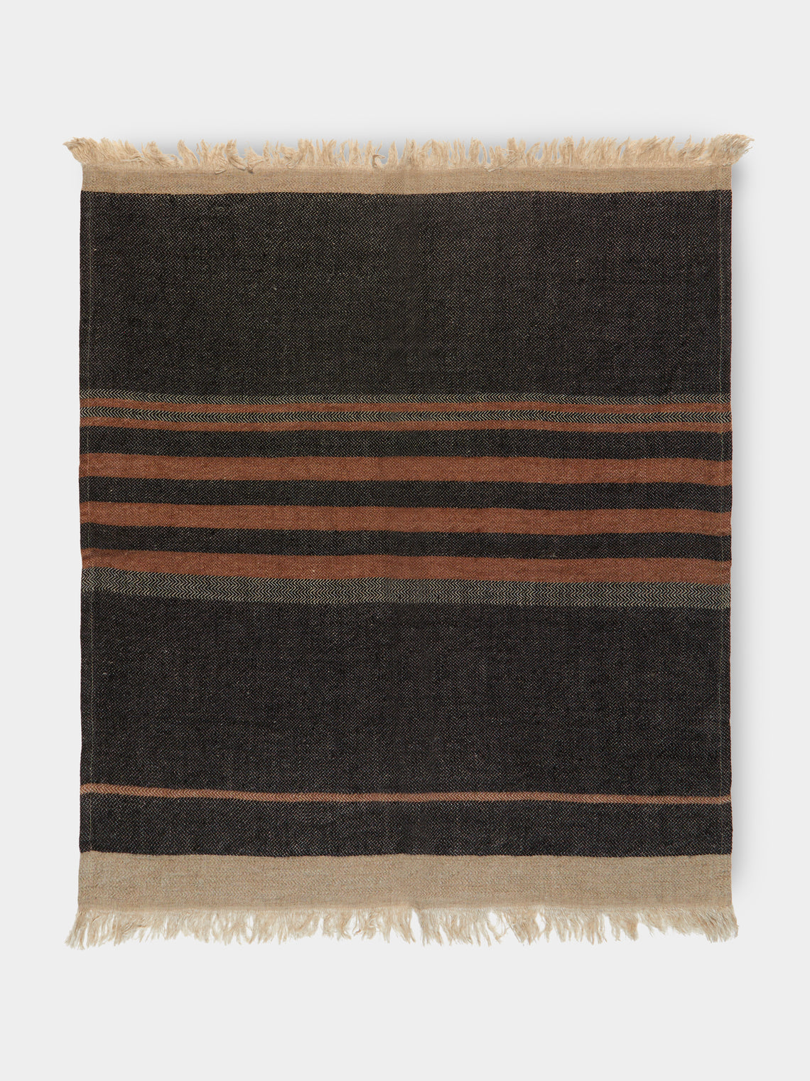 Libeco - Black Stripe Belgian Linen Guest Towels (Set of 6) -  - ABASK