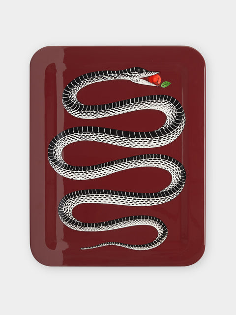 Fornasetti - Serpente Hand-Painted Wood Tray -  - ABASK - 