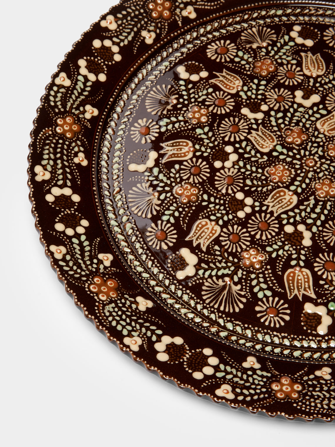 Poterie d’Évires - Flowers Hand-Painted Ceramic Serving Plate -  - ABASK