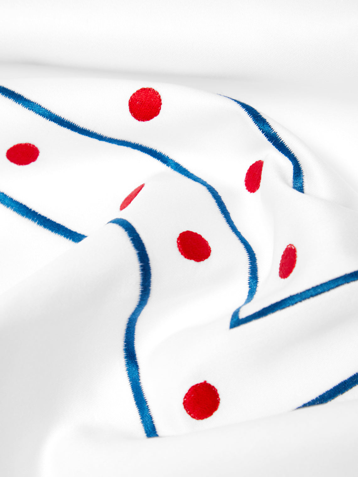 Loretta Caponi - Stripes & Dots Hand-Embroidered Cotton King-Size Pillowcases (Set of 2) - White - ABASK
