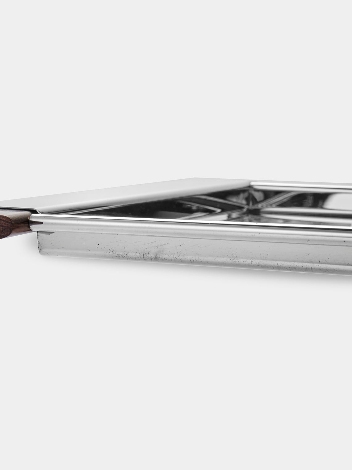 San Lorenzo - 1988 Afra and Tobia Scarpa Sterling Silver and Wood Tray (12in/31cm) - Silver - ABASK
