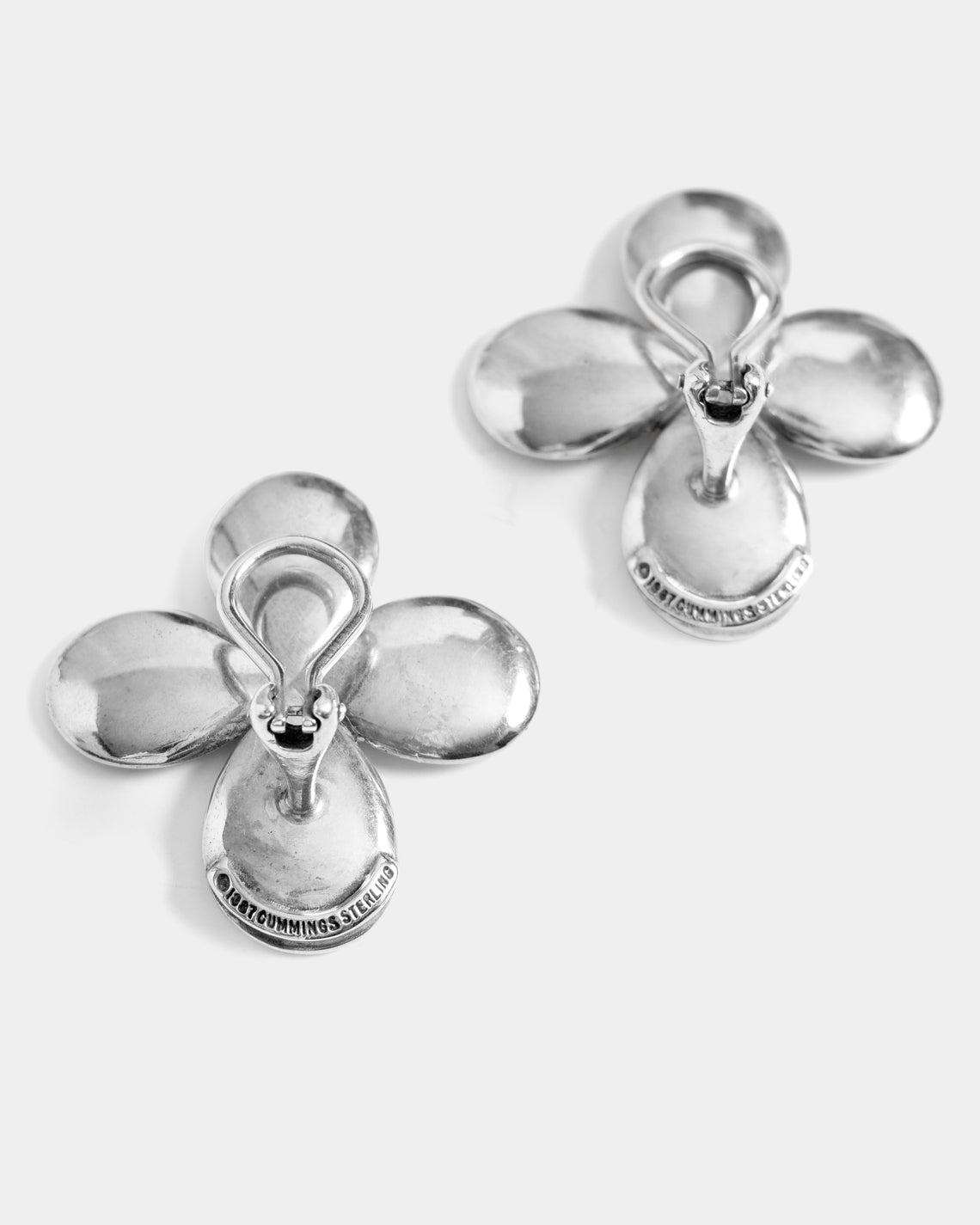 Mahnaz Collection - Women's Vintage 1987 Angela Cummings Sterling Silver Flower Clip-On Earrings - Silver - ABASK