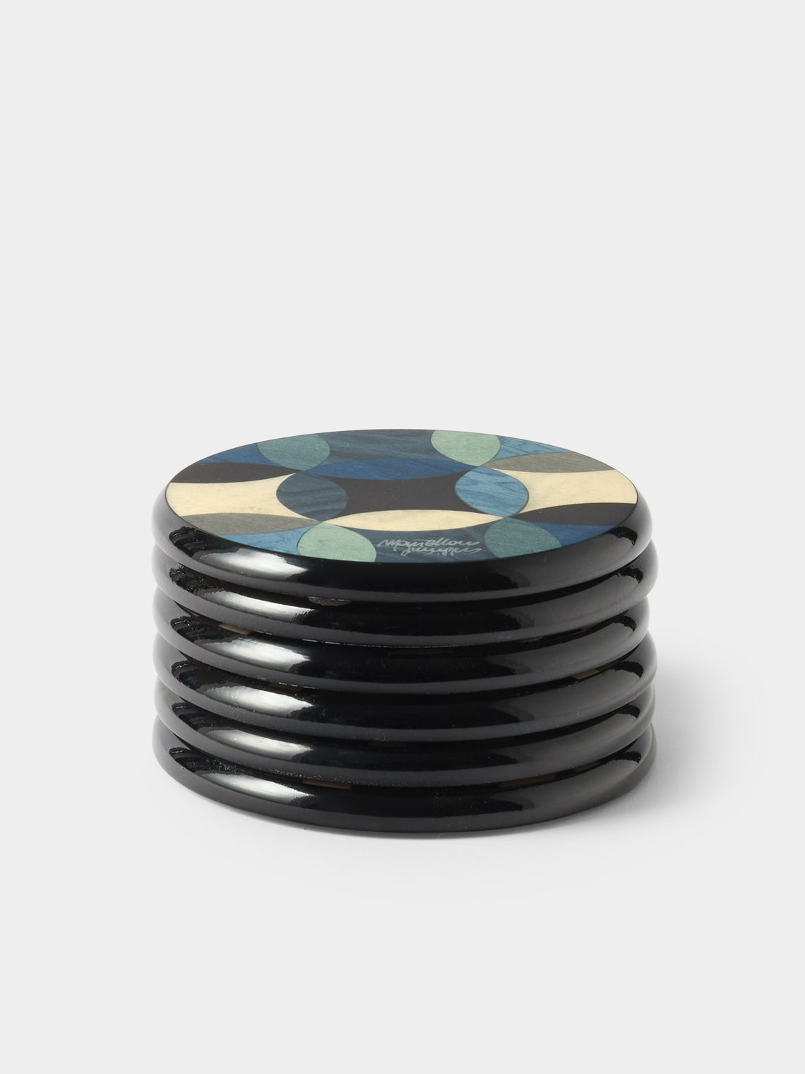 Mastellone Giuseppe - Wood Inlay Coasters (Set of 6) - Blue - ABASK
