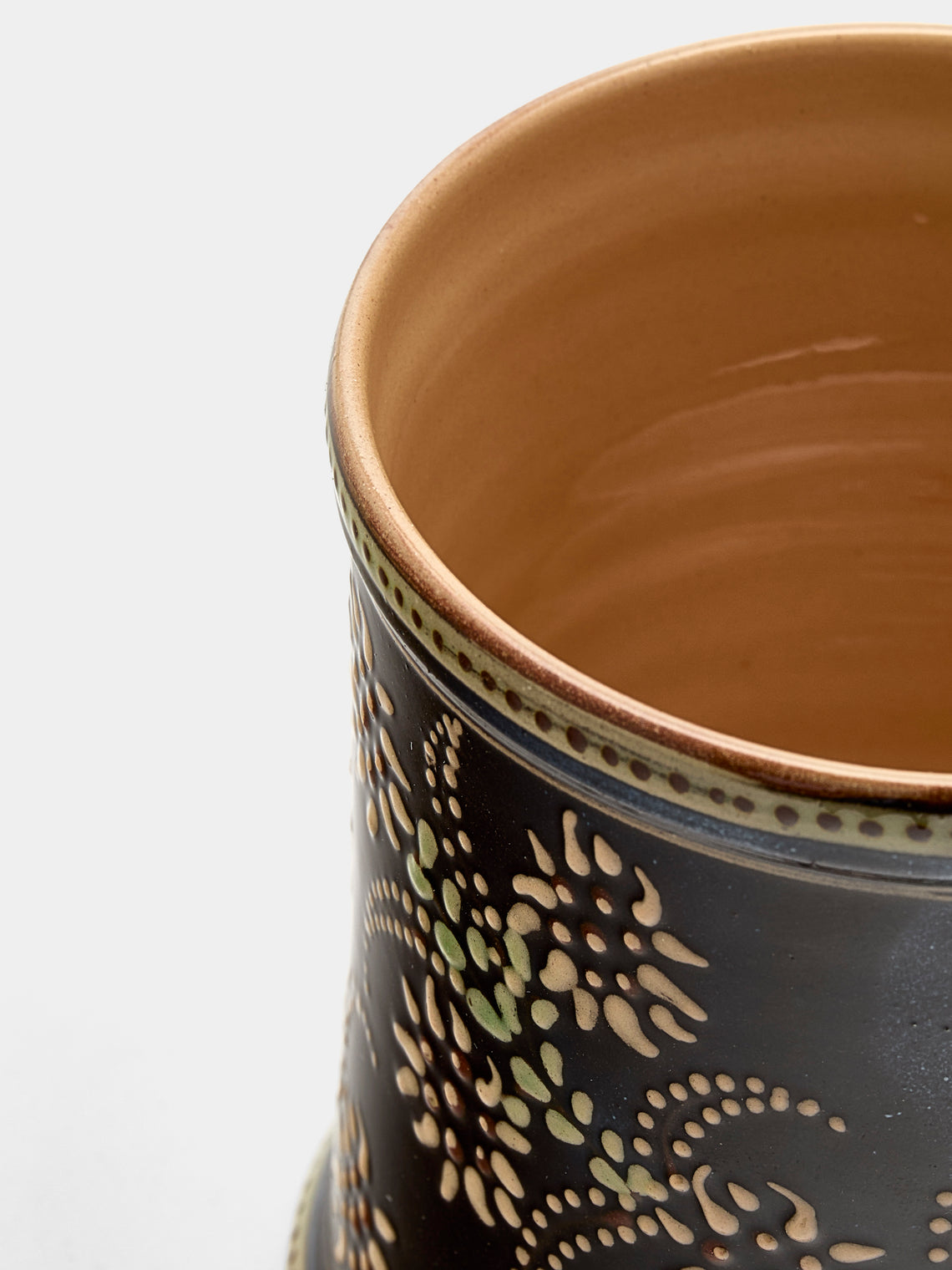 Poterie d’Évires - Flowers Hand-Painted Ceramic Small Lidded Jar - Dark brown - ABASK