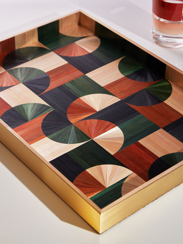 Ruda Studio - 60s Rye Straw Inlay Wood Tray -  - ABASK
