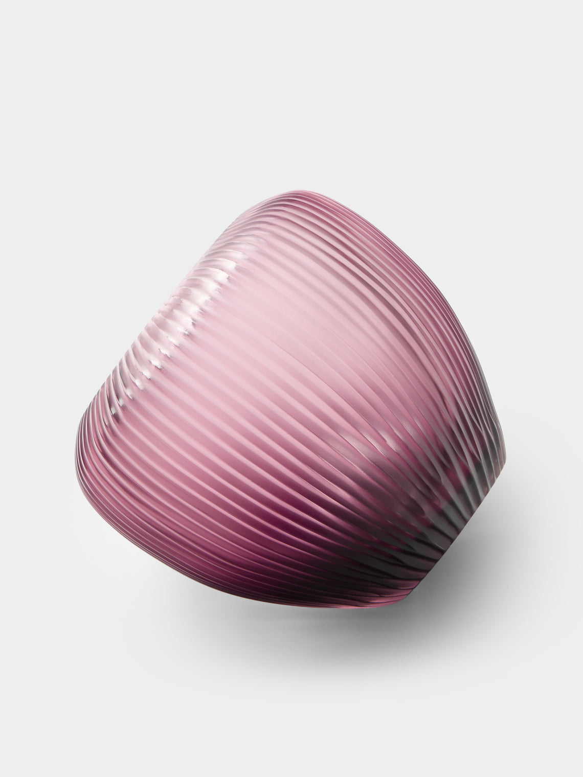 Micheluzzi Glass - Goccia Ametista Righe Hand-Blown Murano Glass Vase (8in/20cm) - Purple - ABASK