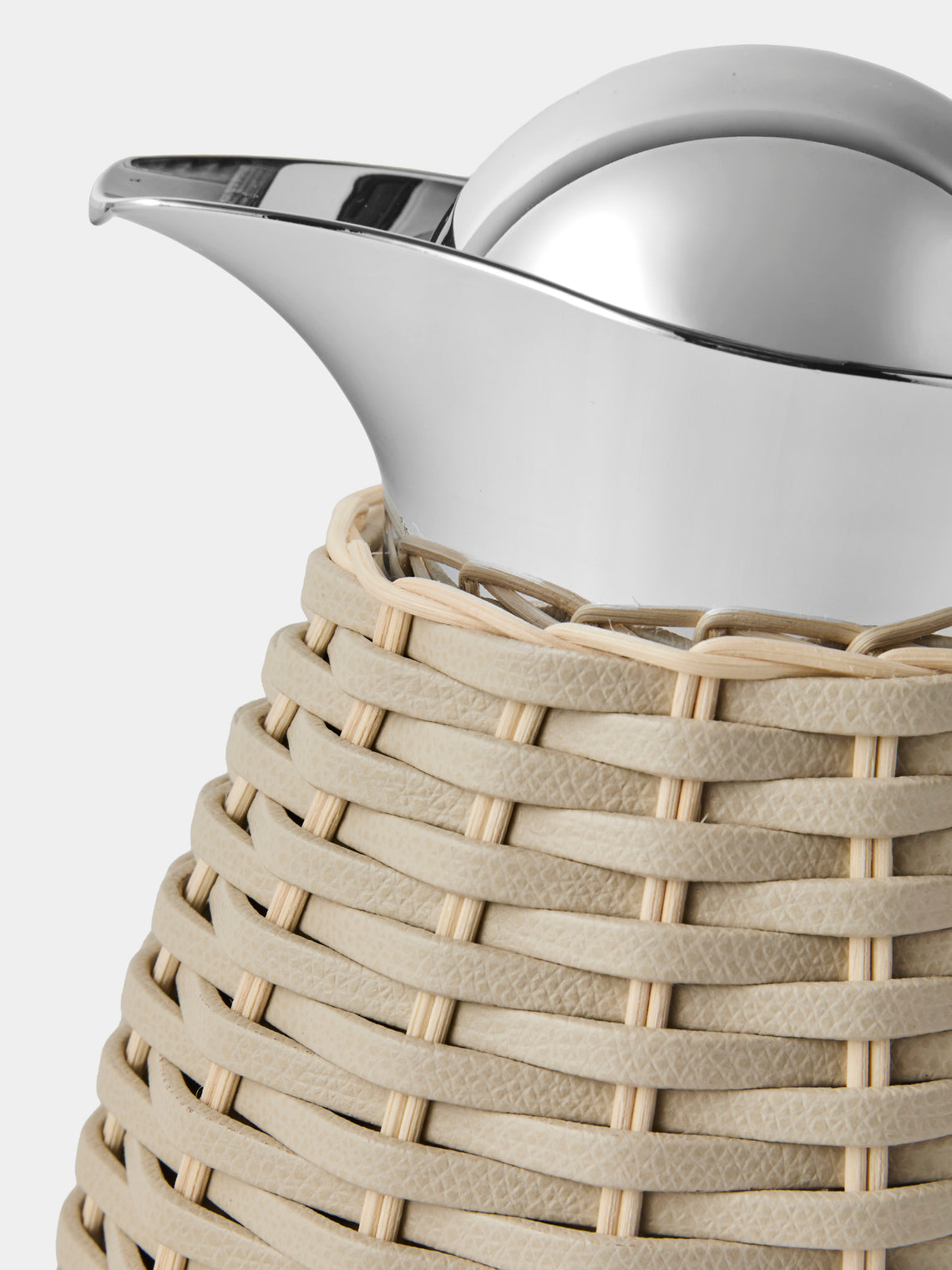 Pigment France - Chantilly Leather and Rattan Carafe (20oz/0.6L) - Cream - ABASK