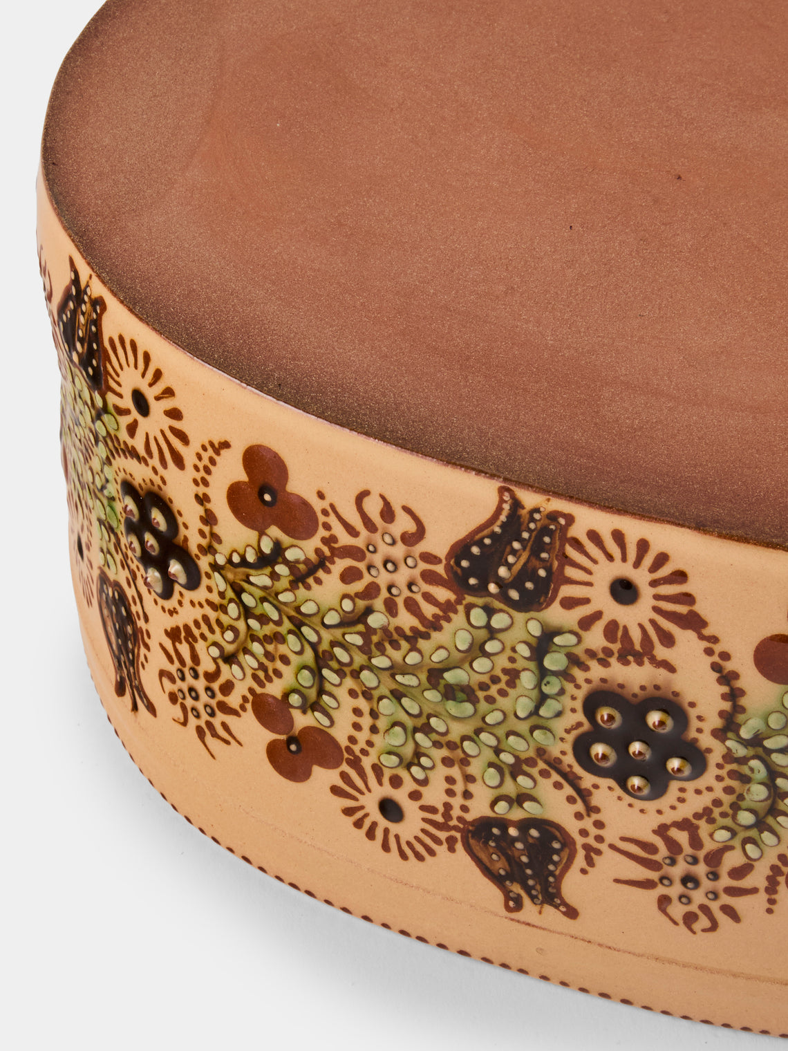 Poterie d’Évires - Flowers Hand-Painted Ceramic Oval Dish - Cream - ABASK