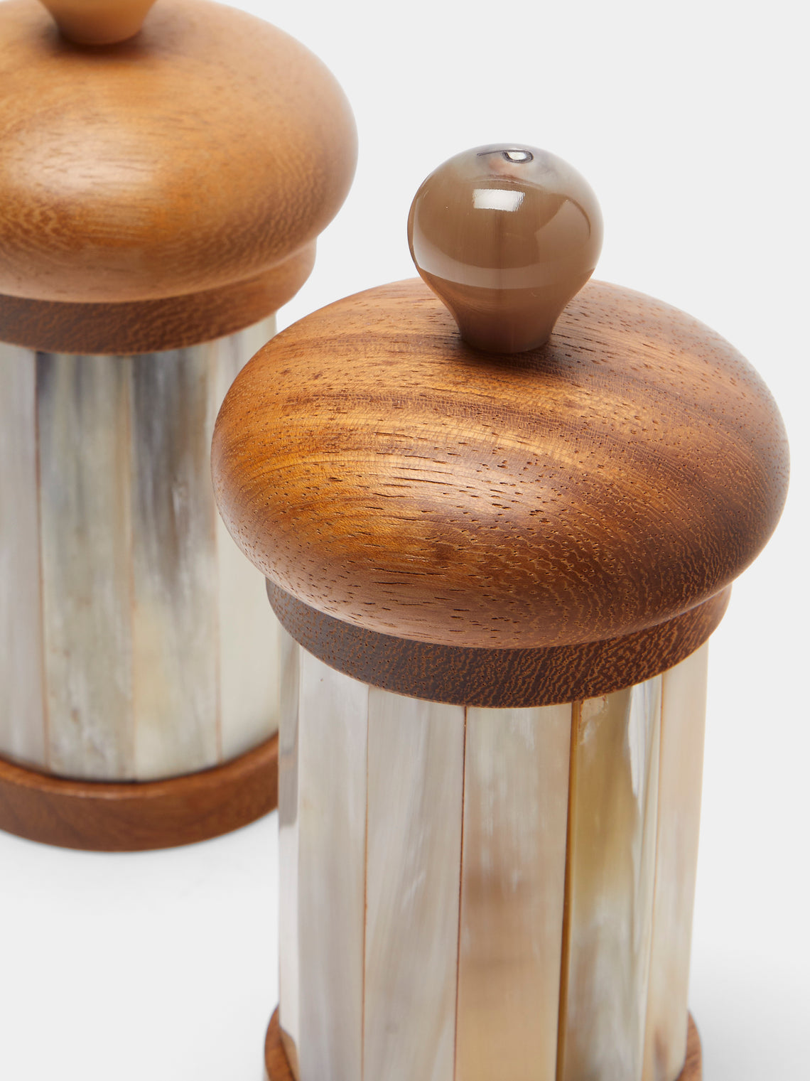 Lorenzi Milano - Zebu Horn and Iroko Salt and Pepper Mills (Set of 2) - Cream - ABASK