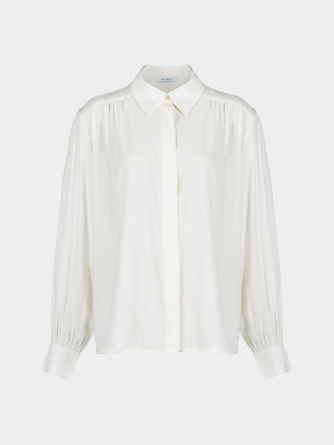Ryan Roche - Silk Collared Blouse | Size: S - White - ABASK - 