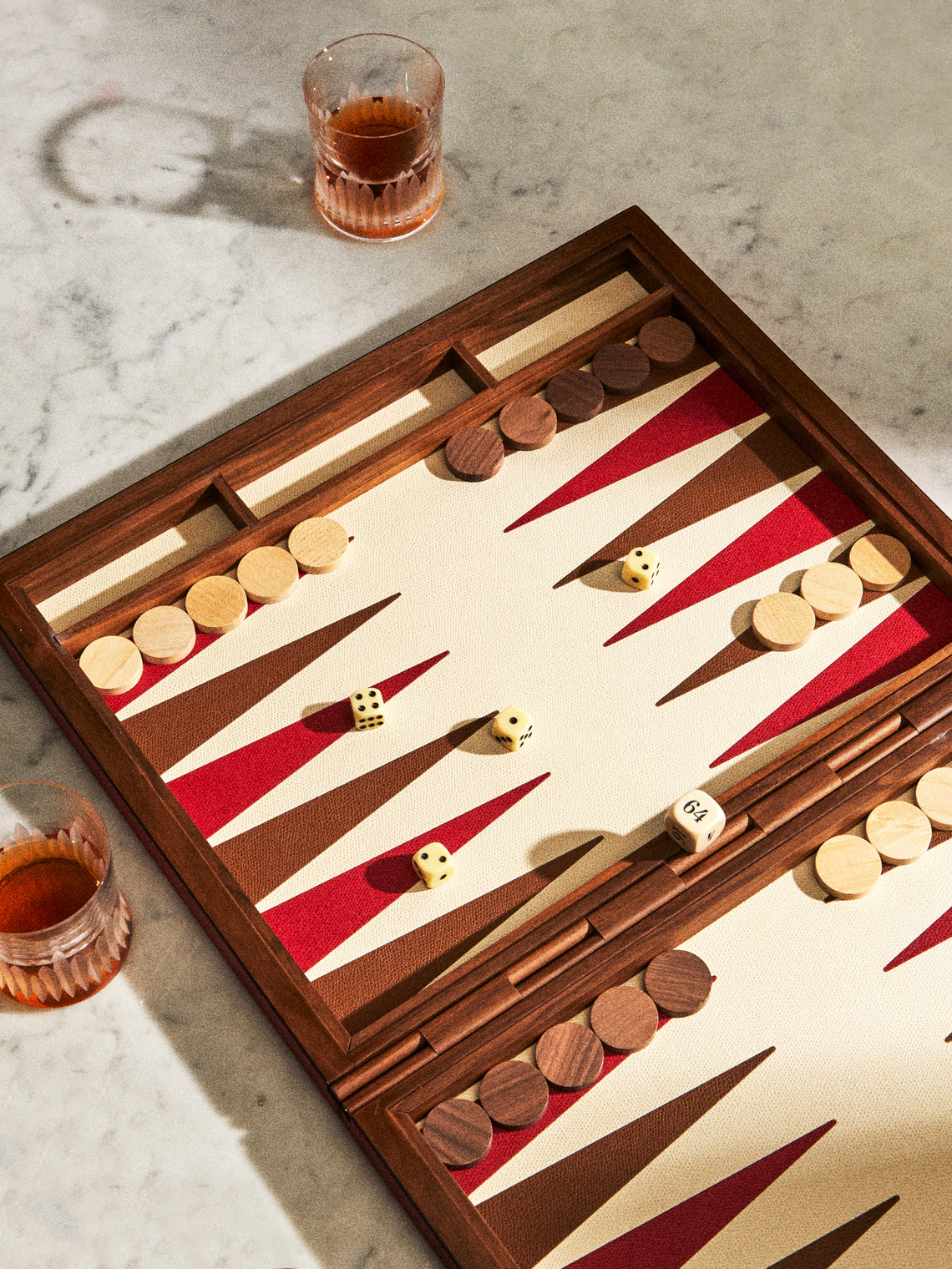 Giobagnara - Leather Backgammon Set - Red - ABASK