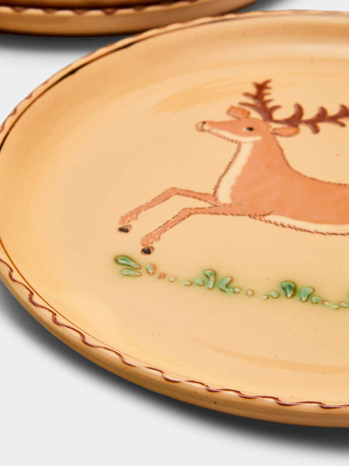 Poterie d’Évires - Animals Hand-Painted Ceramic Dinner Plates (Set of 6) - Cream - ABASK