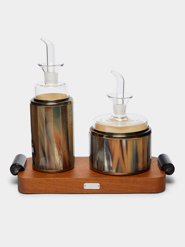 Lorenzi Milano - Zebu Horn and Iroko Pourers and Tray Set -  - ABASK - 