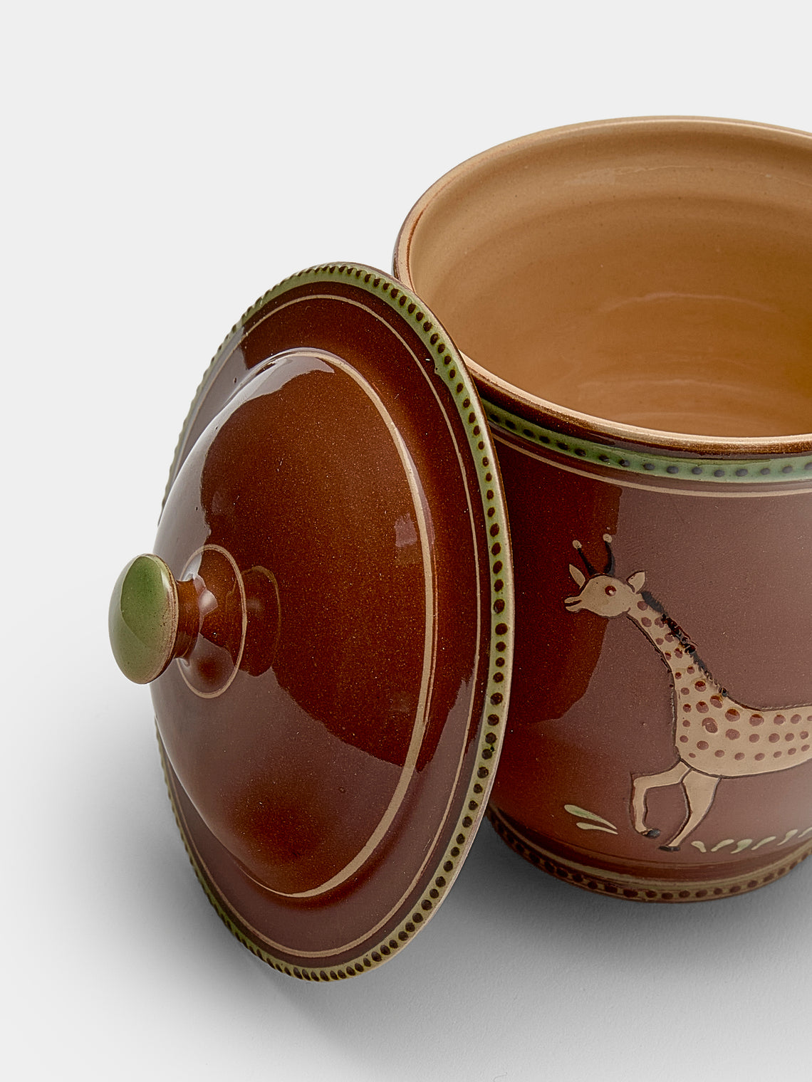 Poterie d’Évires - Giraffes Hand-Painted Ceramic Mini Lidded Pot - Light brown - ABASK