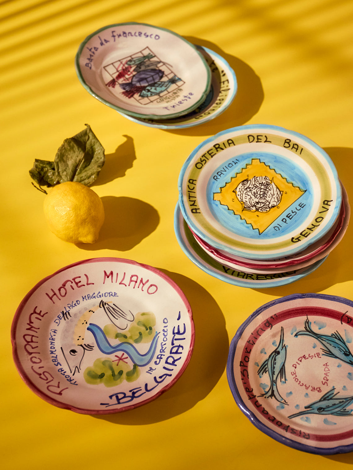 Antique and Vintage - Mid-Century Italian Ceramic Restaurant Plates (Set of 8) -  - ABASK